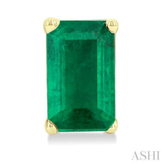 5X3 MM Octagon Shape Emerald Precious Stud Earrings in 14K Yellow Gold