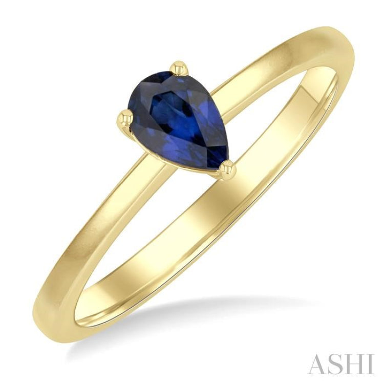 6x4 MM Pear Shape Sapphire Precious Solitaire Ring in 14K Yellow Gold