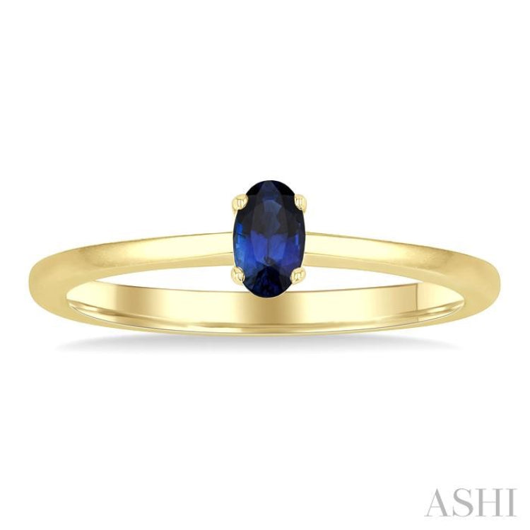 5x3 MM Oval Shape Sapphire Precious Solitaire Ring in 14K Yellow Gold