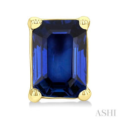 4X3 MM Octagon Shape Sapphire Precious Stud Earrings in 14K Yellow Gold