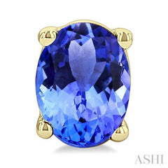 4X3 MM Oval Shape Tanzanite Precious Stud Earrings in 14K Yellow Gold