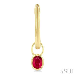 5x3 MM Bezel Set Oval Cut Ruby Precious Fashion Huggie Earrings in 14K Yellow Gold