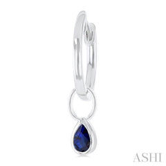 5x3 MM Bezel Set Pear Cut Sapphire Precious Fashion Huggie Earrings in 14K White Gold