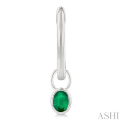 5x3 MM Bezel Set Oval Cut Emerald Precious Fashion Huggie Earrings in 10K White Gold