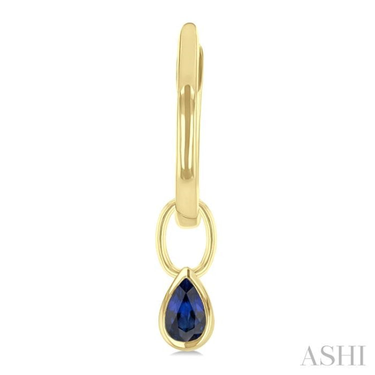 5x3 MM Bezel Set Pear Cut Sapphire Precious Fashion Huggie Earrings in 10K Yellow Gold
