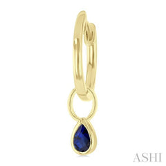 5x3 MM Bezel Set Pear Cut Sapphire Precious Fashion Huggie Earrings in 10K Yellow Gold