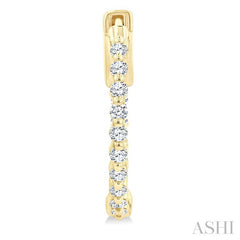 1/2 Ctw Inside-Out Single Prong Set Round Cut Diamond Hoop Earrings in 14K Yellow Gold