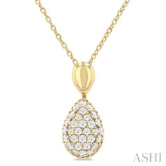 1/4 Ctw Pear Shape Pave Set Single Cut Diamond Fashion Pendant With Chain in 10K Yellow Gold