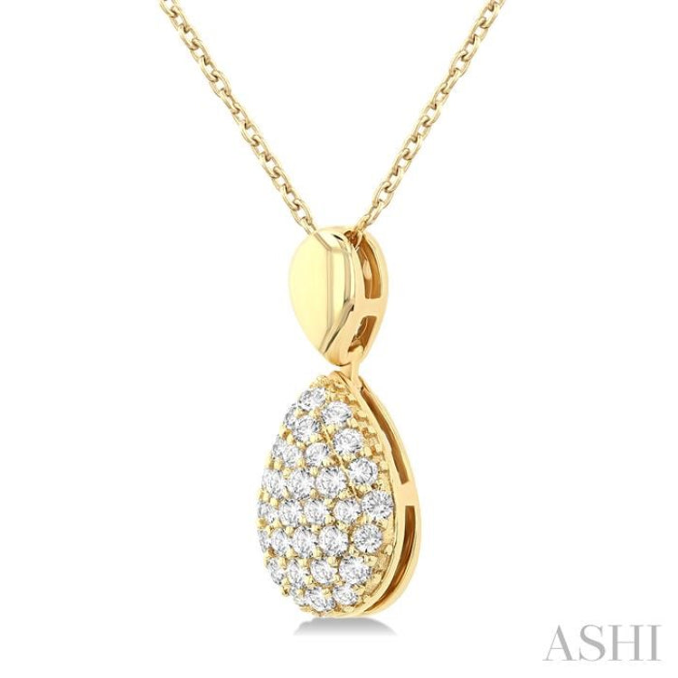 1/4 Ctw Pear Shape Pave Set Single Cut Diamond Fashion Pendant With Chain in 10K Yellow Gold
