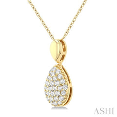 1/4 Ctw Pear Shape Pave Set Single Cut Diamond Fashion Pendant With Chain in 10K Yellow Gold