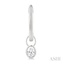 1/3 Ctw Bezel Set Oval Cut Diamond Huggie Earrings in 14K White Gold