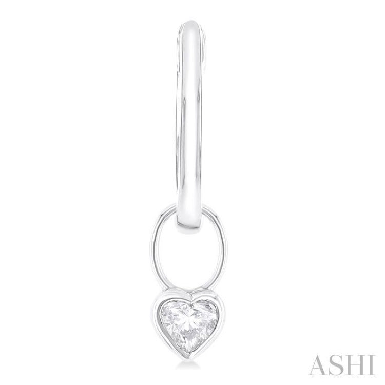 1/3 Ctw Bezel Set Heart Cut Diamond Huggie Earrings in 10K White Gold