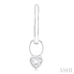 1/3 Ctw Bezel Set Heart Cut Diamond Huggie Earrings in 10K White Gold