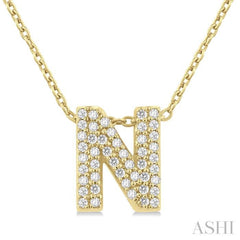 1/6 Ctw Bubble Accent Initial 'B' Round Cut Diamond Fashion Pendant With Chain in 10K Yellow Gold