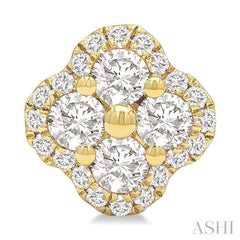 1/2 Ctw Clover Round Cut Diamond Fashion Earrings in 14K Yellow Gold