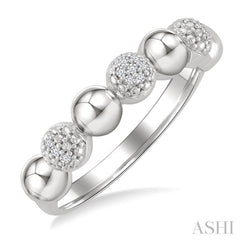 1/20 Ctw Bold Bead Design Single Cut Diamond Fashion Ring in Sterling Silver