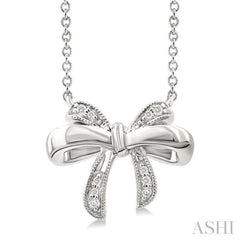 1/20 Ctw Bow Single Cut Diamond Fashion Pendant With Chain in Sterling Silver