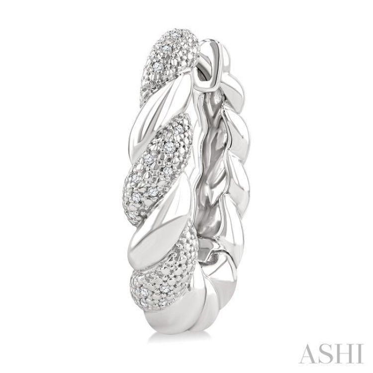 1/10 Ctw Single Cut Diamond Rope Earrings in Sterling Silver