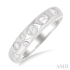 1/3 Ctw Bezel Set Mixed Shape Diamond Cut Fashion Band in 14K White Gold